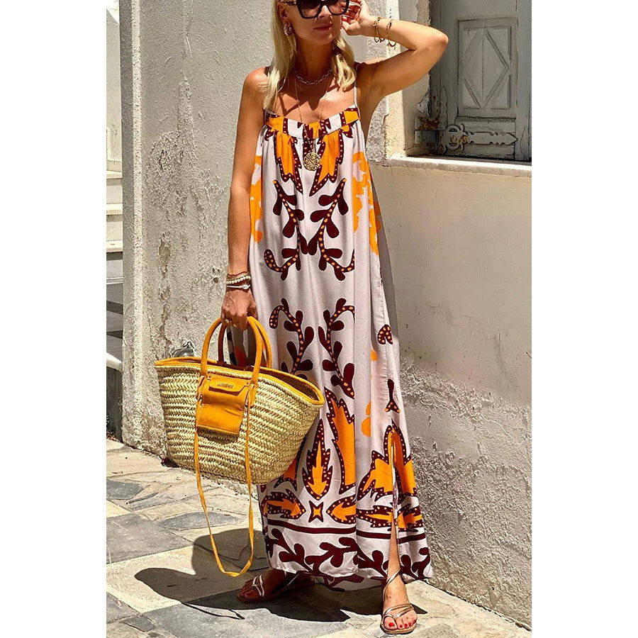 Spaghetti Strap Floral Print Dress Casual Loose Vacation Dress
