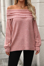 Stacked Collar Solid Pullover Sweater