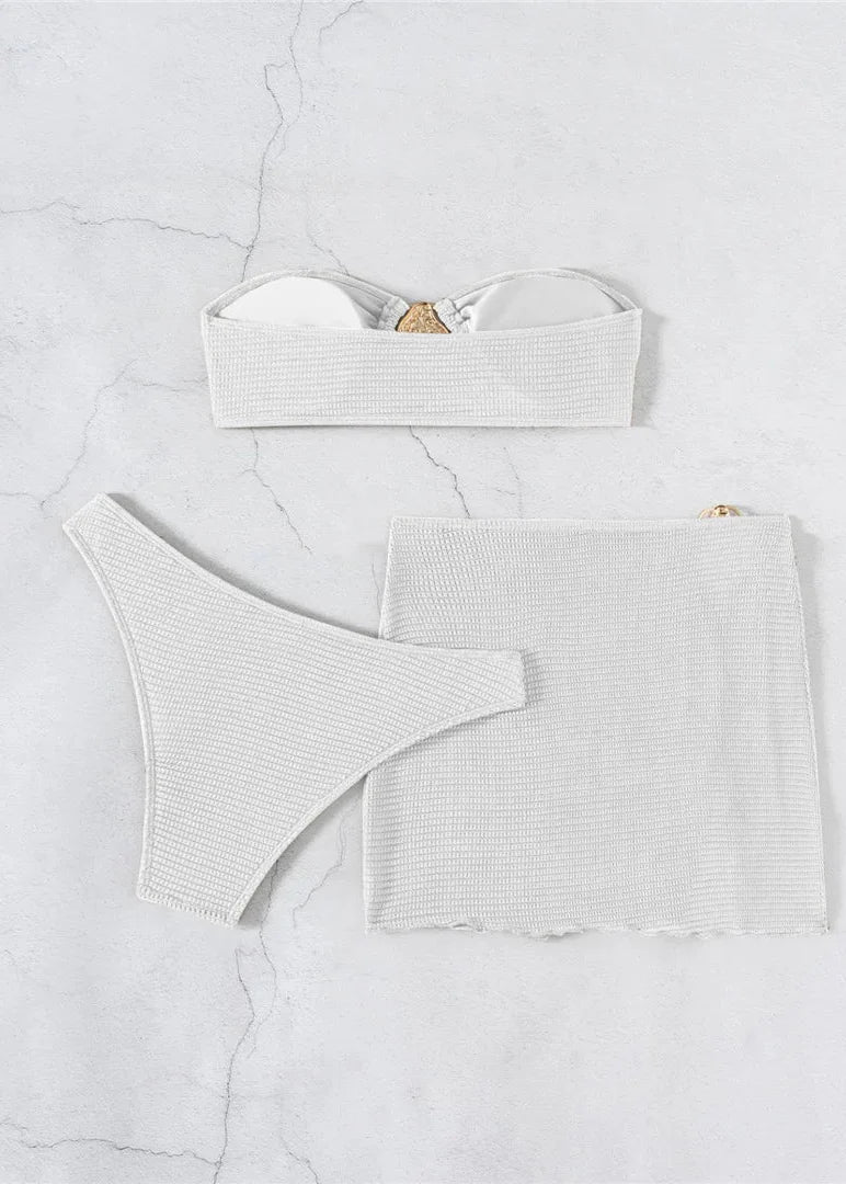 Strapless Draped Bikini Set