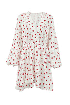 Strawberry Print Puff Sleeve Cotton Dress