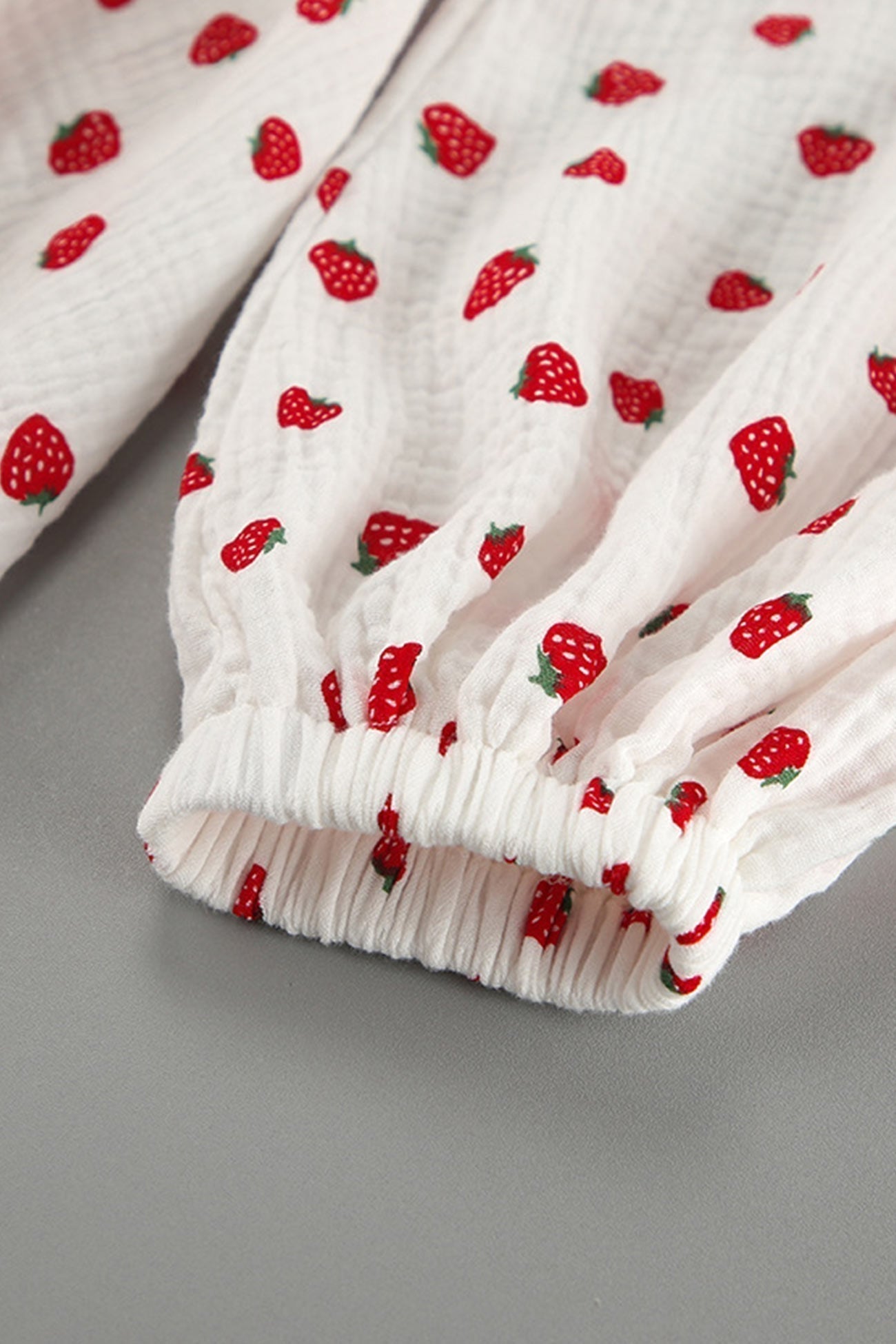Strawberry Print Wrap Deep V-Neck Bell Sleeve Tiered Ruffle Mini Dress