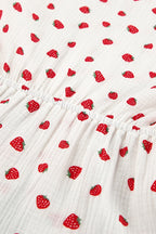 Strawberry Print Puff Sleeve Cotton Dress