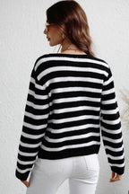 Striped Front With Pocket Cardigan