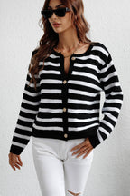 Striped Front With Pocket Cardigan