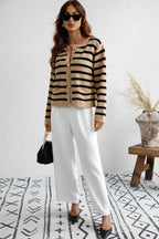 Striped Front With Pocket Cardigan