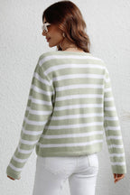 Striped Front With Pocket Cardigan