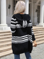 Blue Zone Planet | Striped Open Front Hooded Cardigan