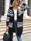 Blue Zone Planet | Striped Open Front Hooded Cardigan