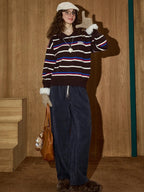 Striped Polo Collar Sweater