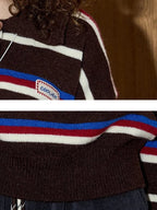 Striped Polo Collar Sweater
