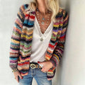 Striped Textured Knit Women__ Cardigan