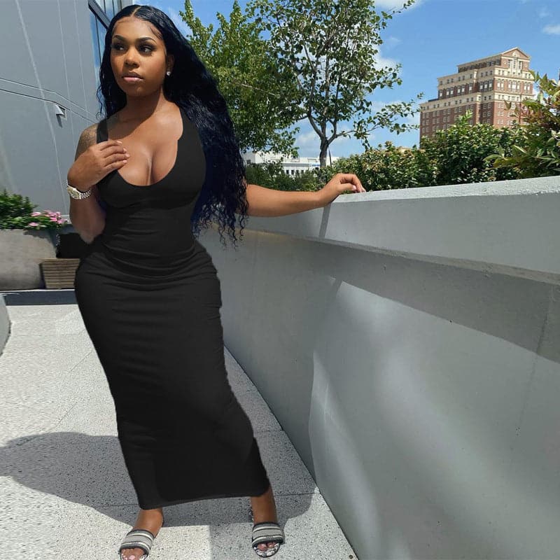 Ribbed Knit Sleeveless Mock Neck Bodycon Mini Dress