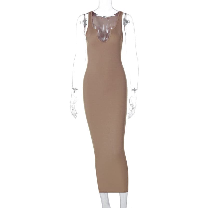 Ribbed Knit Sleeveless Mock Neck Bodycon Mini Dress