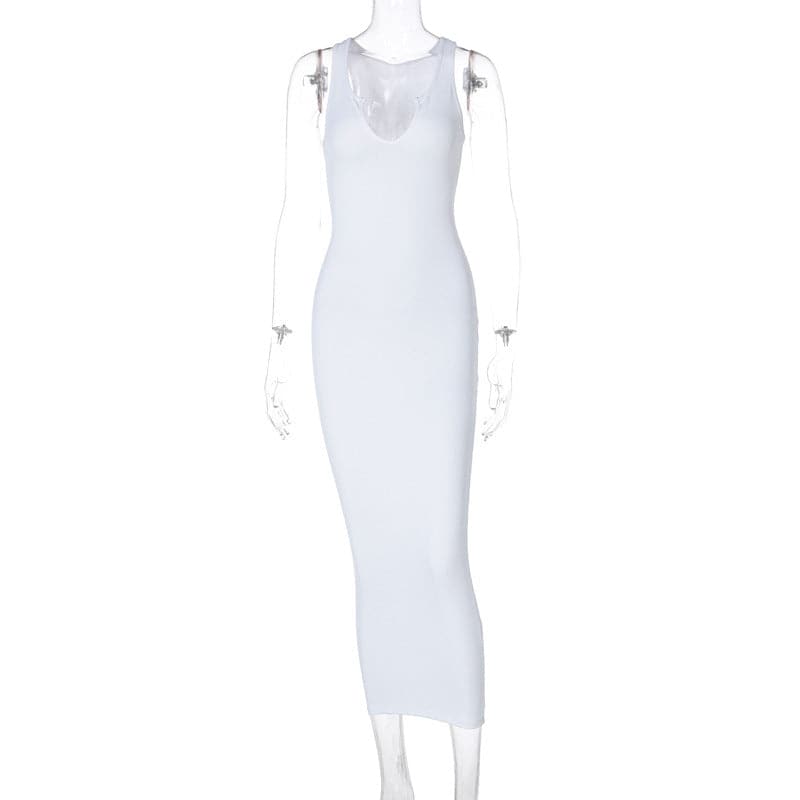 Ribbed Knit Sleeveless Mock Neck Bodycon Mini Dress