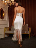 Adeline Bandage Dress with Mesh and Tassels