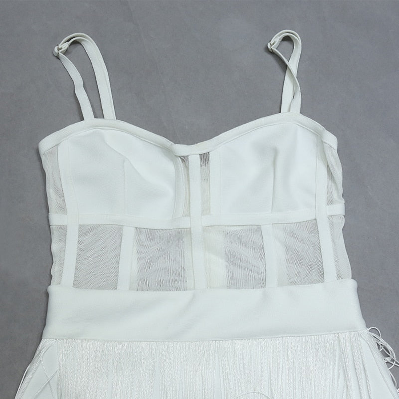 Adeline Bandage Dress with Mesh and Tassels