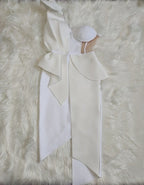 Adelle Bandage Corset-Style One Shoulder Dress with Bow