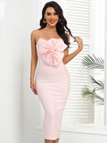 Adriana Bandage Strapless Dress with Bow