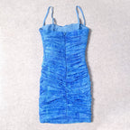 Amani Tie-Dye Ruched Mesh Dress