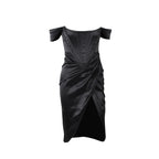 Graceful Satin Off-Shoulder Dress with Fluid Movement