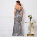 Avalon Sequin Off Shoulder Gown