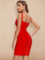 Sleek Sculpting Bandage Dress with Bold Detail