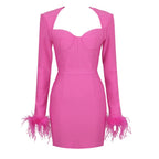 Candace Long Sleeve Feather Dress