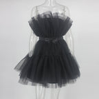 Deanna Mesh Ruched Dress - Mesh Detailing