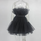Deanna Mesh Ruched Dress - Mesh Detailing