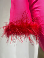 Eleanor One Shoulder Bandage Dress with Feather Embellishment