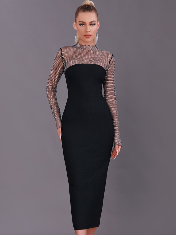 Elena Rhinestone Bandage Dress