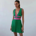 Trendy Pleated Knit Dress with Elegant Draping Effect