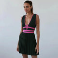 Fleur Pleated Knit Mini Dress - Pleated Knit Mini Dress