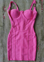 Janea Fuchsia Bandage Dress - Fuchsia Bandage Dress