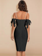 Jewel Bandage Dress with Pearl Straps
