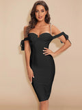 Jewel Bandage Dress with Pearl Straps