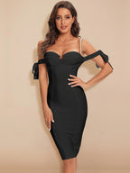 Jewel Bandage Dress with Pearl Straps