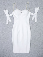 Jewel Bandage Dress with Pearl Straps