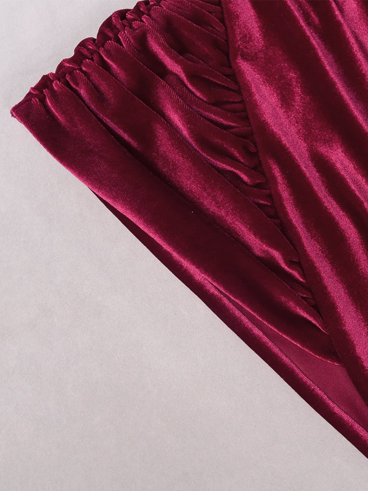 Sophisticated Luxurious Velvet Off-Shoulder Fitted Dress
