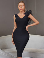 Leigh Bandage Backless Dress with Ruffle Detail