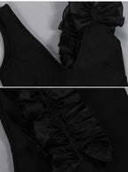 Leigh Bandage Backless Dress with Ruffle Detail