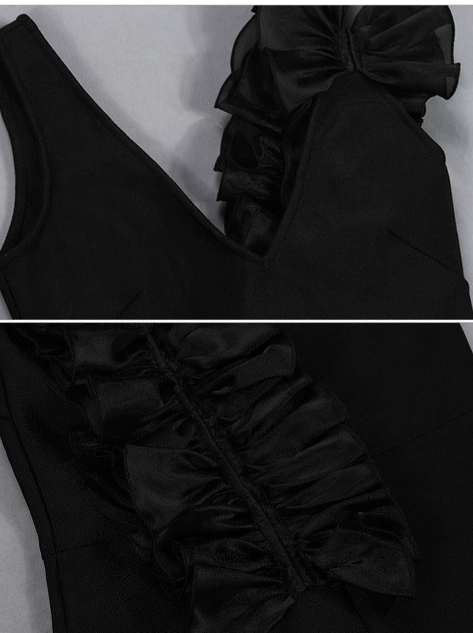 Leigh Bandage Backless Dress with Ruffle Detail