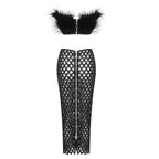 Libby Feather Top and Sequined Skirt Set
