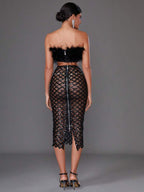 Libby Feather Top and Sequined Skirt Set