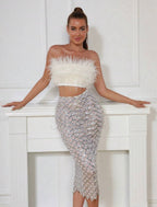 Libby Feather Top and Sequined Skirt Set