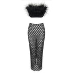 Libby Feather Top and Sequined Skirt Set