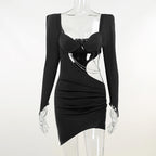 Mary Rhinestone Chain Cut Out Dress