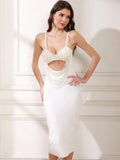 Modiva Rhinestone Pearl Bandage Dress with Cut Out Detail