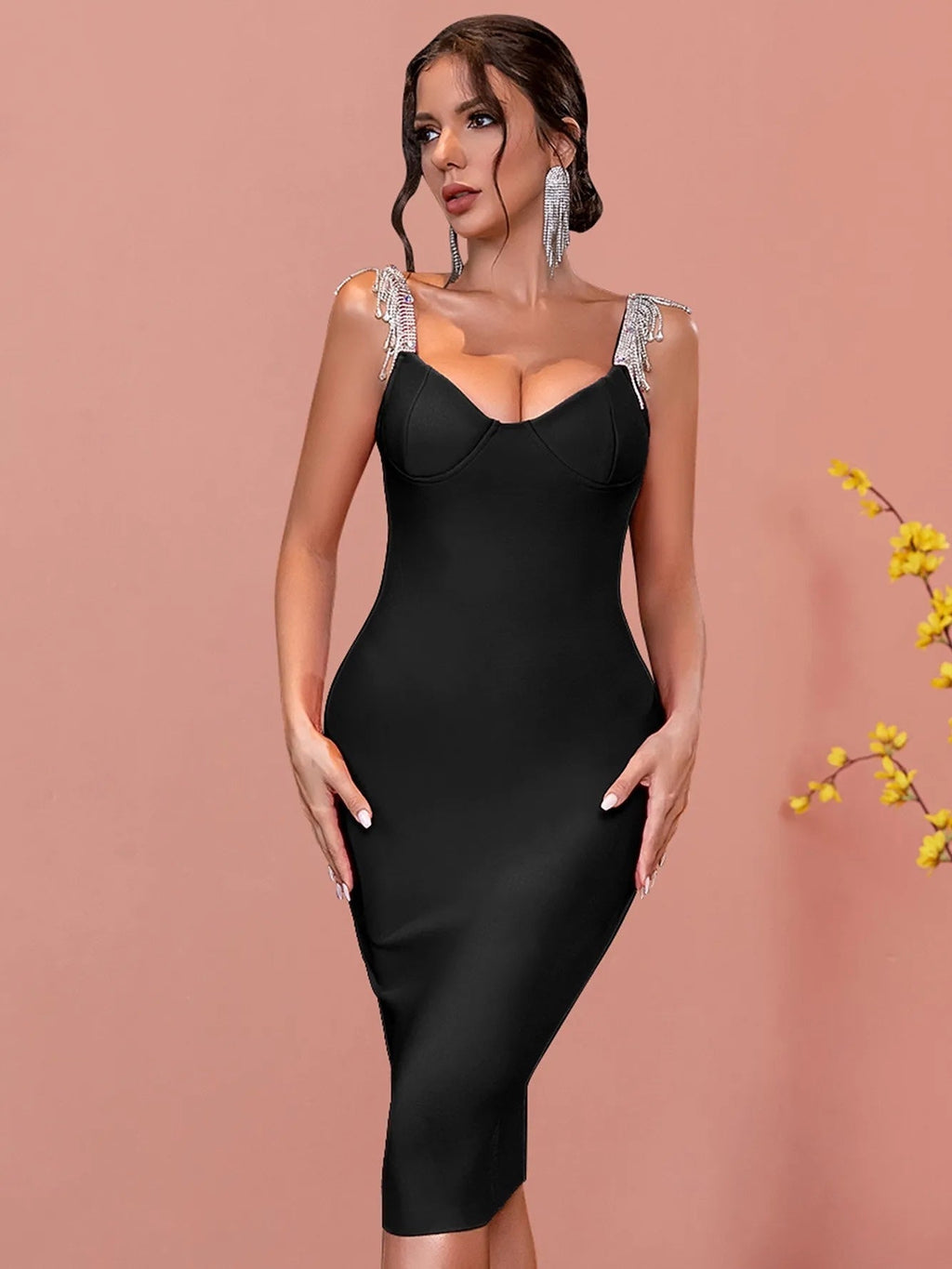 Muse Bandage Dress with Sparkling Rhinestones