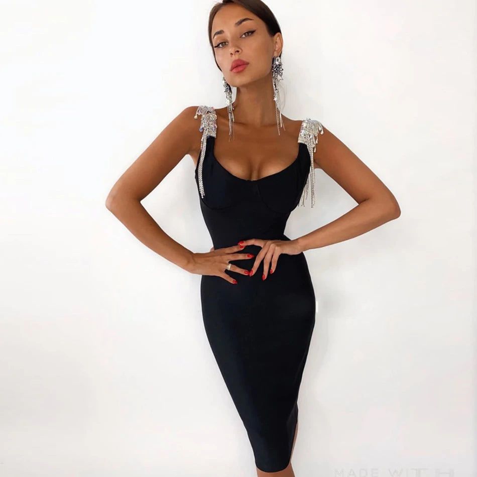 Muse Bandage Dress with Sparkling Rhinestones